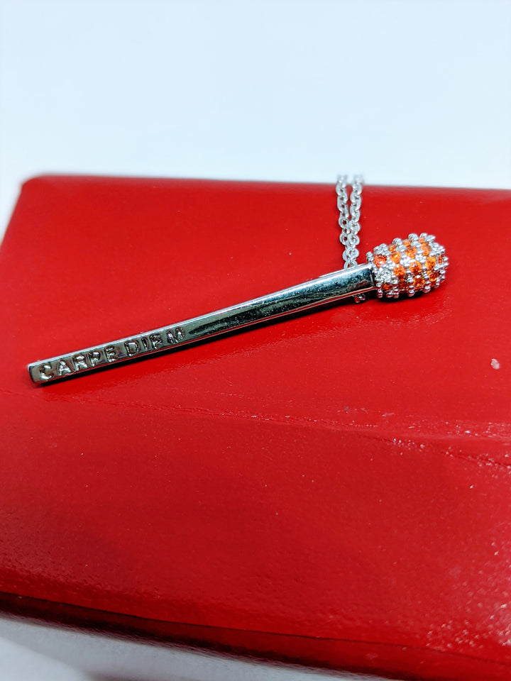 "Light My Fire" pendant with "carpe diem" engraving